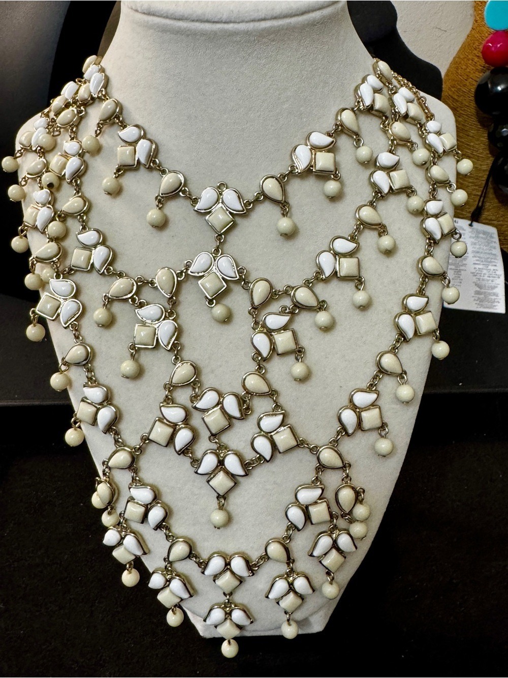 Elegant Multi-Strand White Drop Necklace by